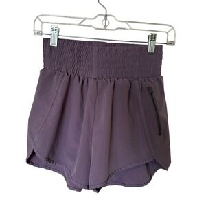 Baleaf Running Shorts Women Small Purple  High Rise Smocked Waist Pocket